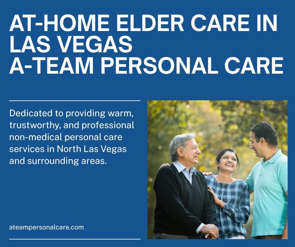 An older couple enjoys time with family at home in Las Vegas